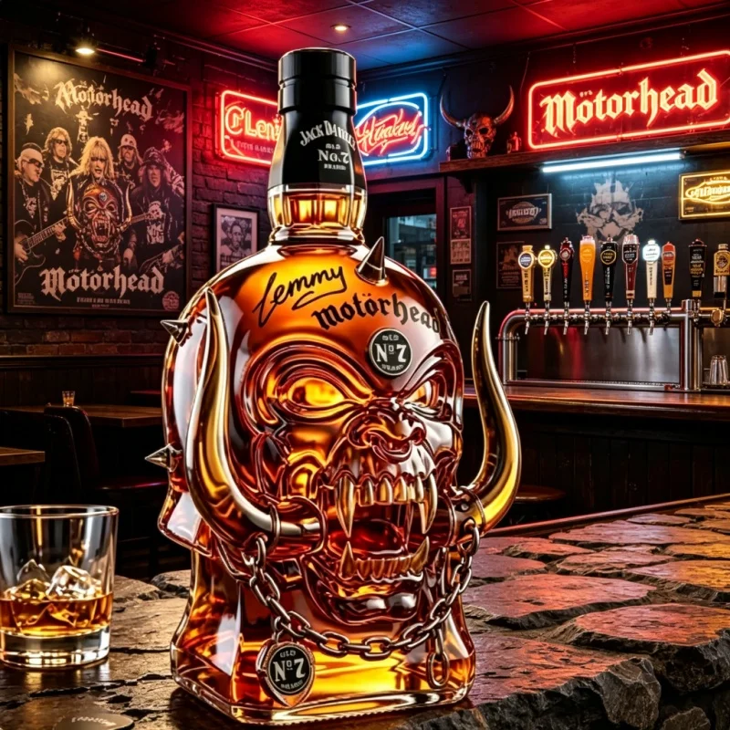 Motorhead Snaggletooth Warpig Whiskey Decanter  Skull Glass Bottle Heavy Metal Rock Band Liquor Dispenser Bar Decor Gift
