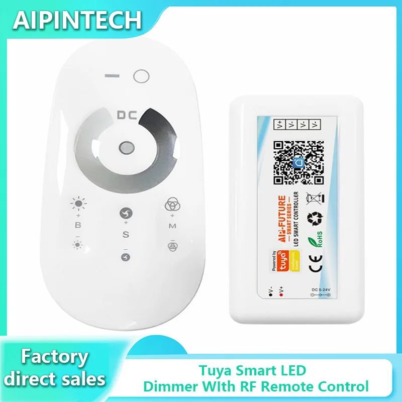 Aipintech led dimmer dc5-24v 2.4g rf telecomando mono single color strip light smartlife app wifi led dimmer controller