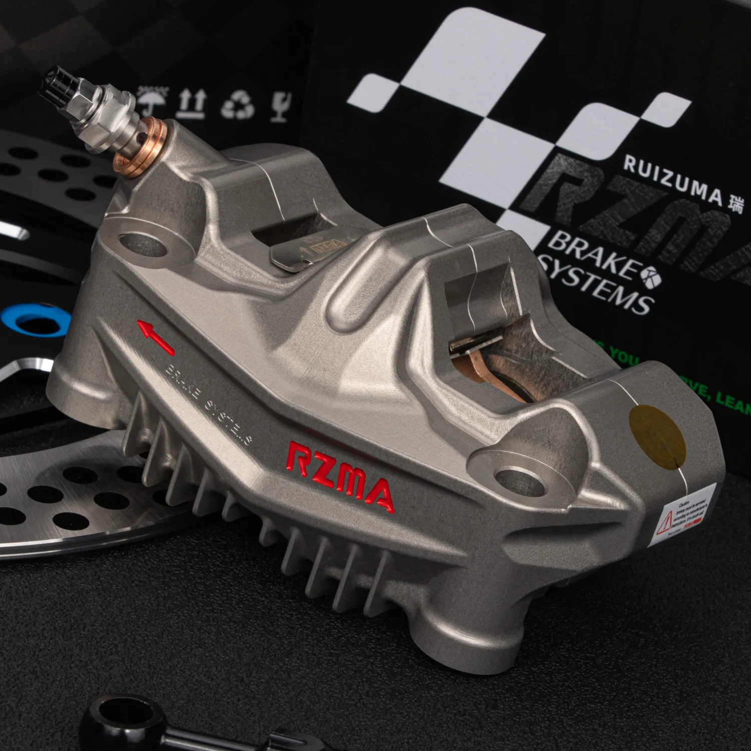 RZMA G-M307 Large Radial Brake Caliper Hard Anodized Champagne Aluminum