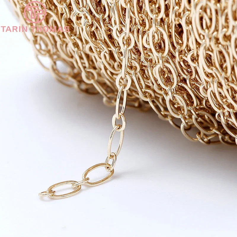 (4237)1Meter Chain Link 3x6MM 24K Gold Color Brass Chains for Necklace Bracelet High Quality Diy Jewelry Findings Accessories