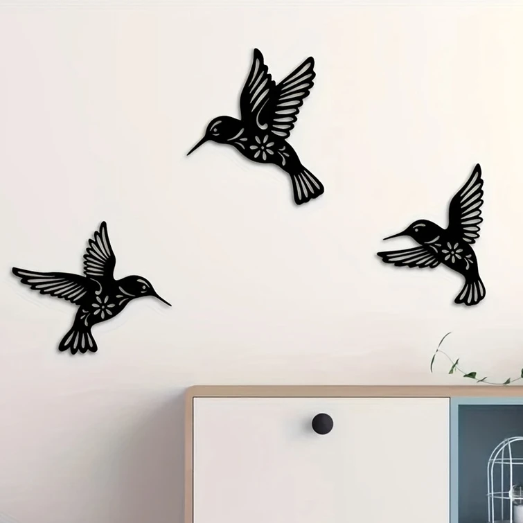 

crafts 1pc Metal Hummingbird Wall Art Decor, Hollow Out Bird Sculpture Waterproof Wall Hanging Silhouettes Figurines For Garden