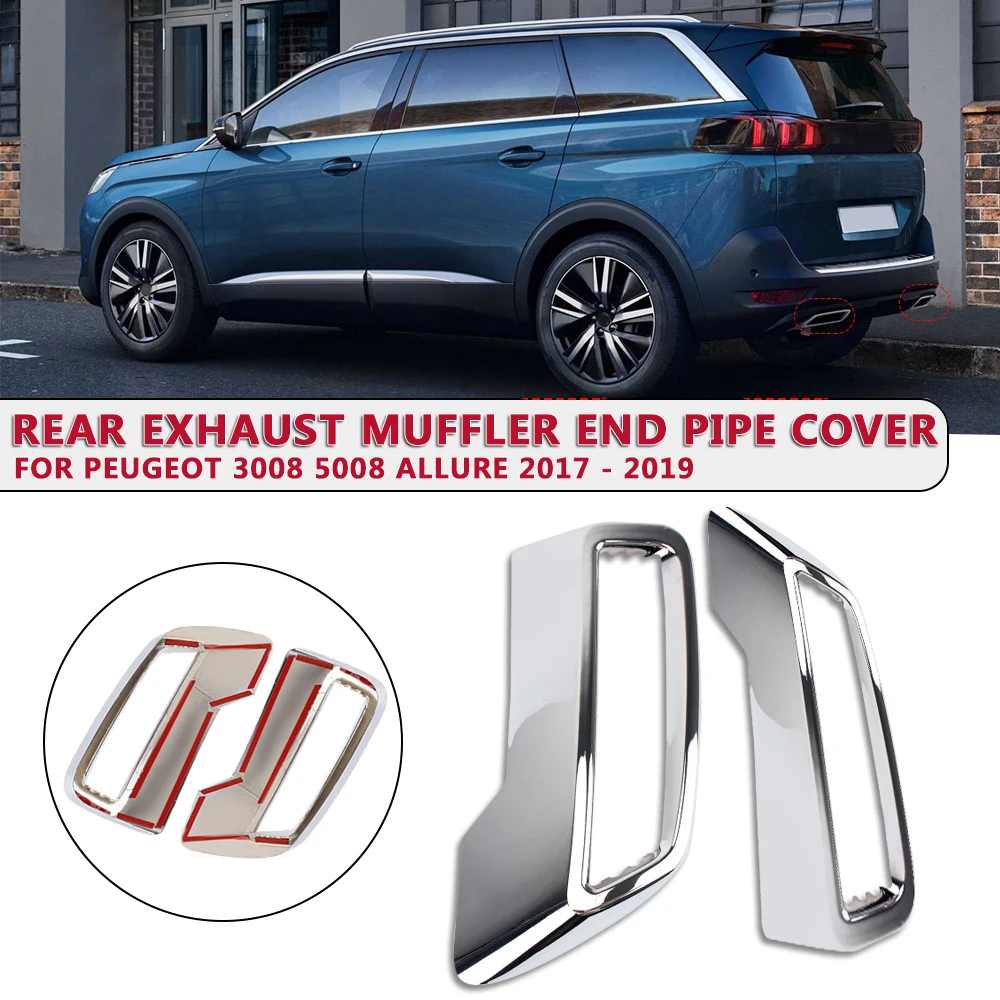 

Exhaust Pipe Tail Cover 1 pair Car Styling Rear Exhaust Muffler End Pipe Cover ABS for Peugeot 3008 5008 2017 - 2020