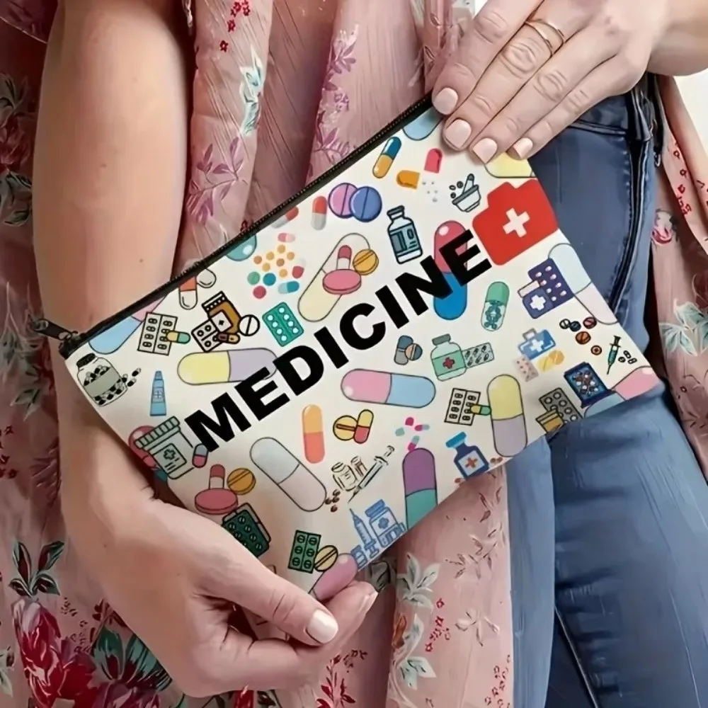 حقيبة مكياج ذات طابع طبي، حقيبة سفر لمستحضرات التجميل قابلة للطي، حقيبة تخزين، منظم المكياج، هدية لمحترفي الرعاية الصحية