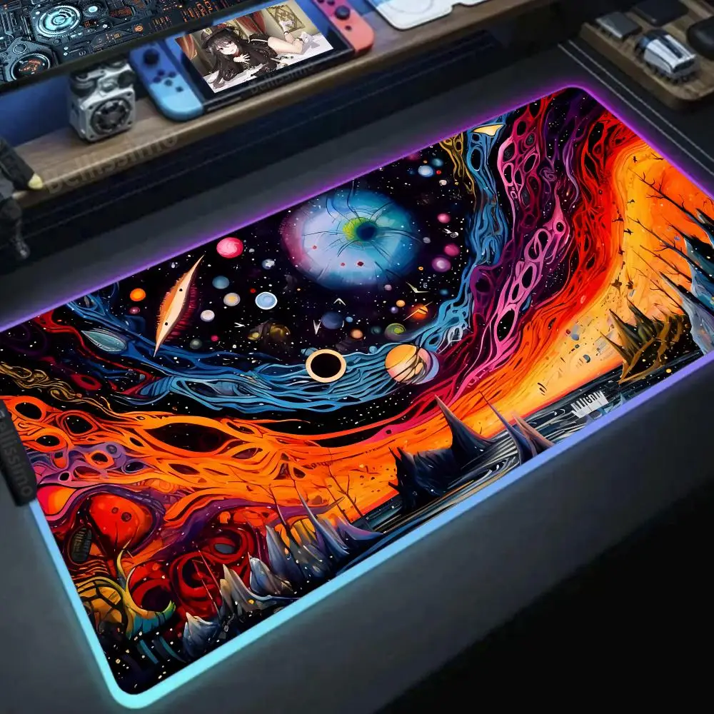 Strange eyes Desk Cartoon Large Game Popular MousePad Mechanical Gamer Keyboard Kawaii RGB Gaming XXL Gamer Glowing Led Computer
