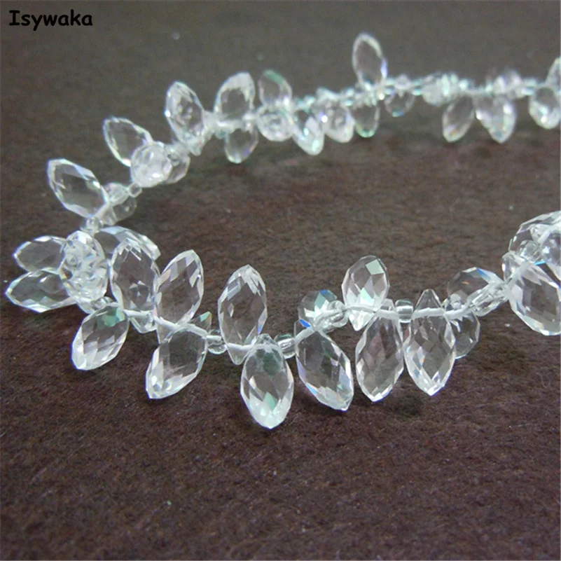 100pcs 6*12mm Clear White Color Faceted Teardrop Beads Austria Crystal Beads DIY Glass Beads Loose Spacer Bead Jewelry Making