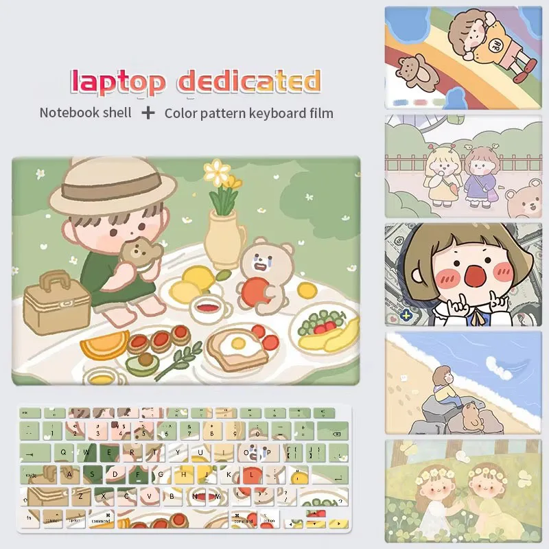 

DIY Cute Laptop Case Sleeve Hard Shell Keyboard Cover A2442 Kawaii Waterproof Case For Macbook air A2337 A2338 Pro 16 A2141 Case