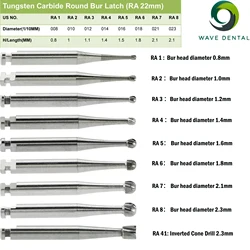 PRIMA WAVE Dental Tungsten Carbide Burs Slow Speed Round RA Series For Dentistry Lab Clinic Bur for Dentists 5Pcs/Pack