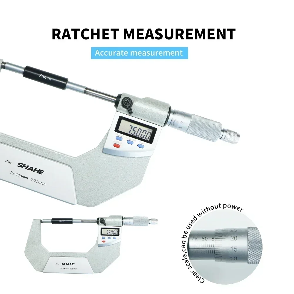 0.001mm IP65 Waterproof Digital Outside Micrometer 75-100mm Electronic Digital Outside Micrometer