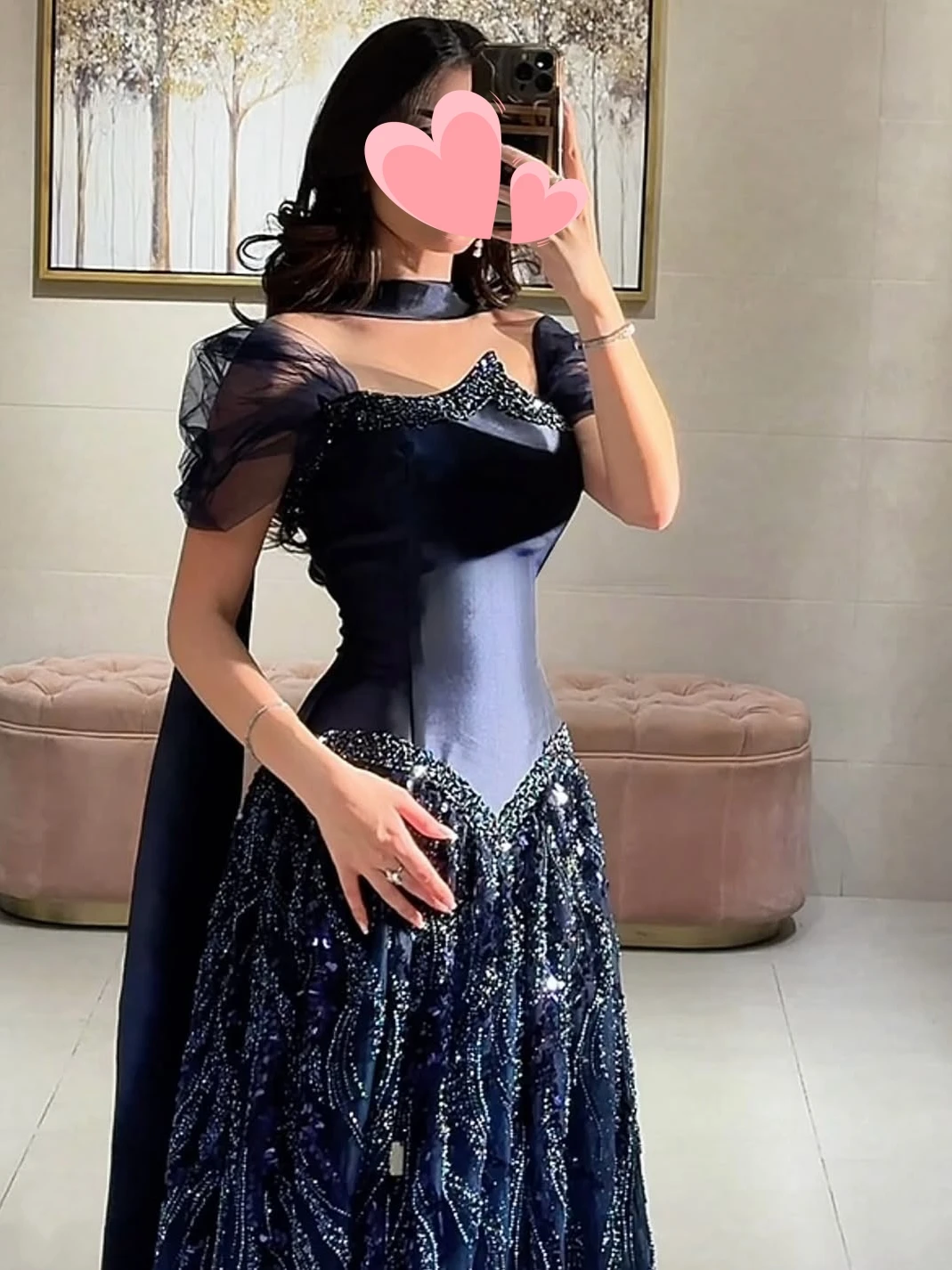 Oisslec Kleid Elegant Vintage Süße Marineblau Perlen Spitze Prinzessin Anpassen Formelle Anlässe Ballkleid Abend Party Kleider