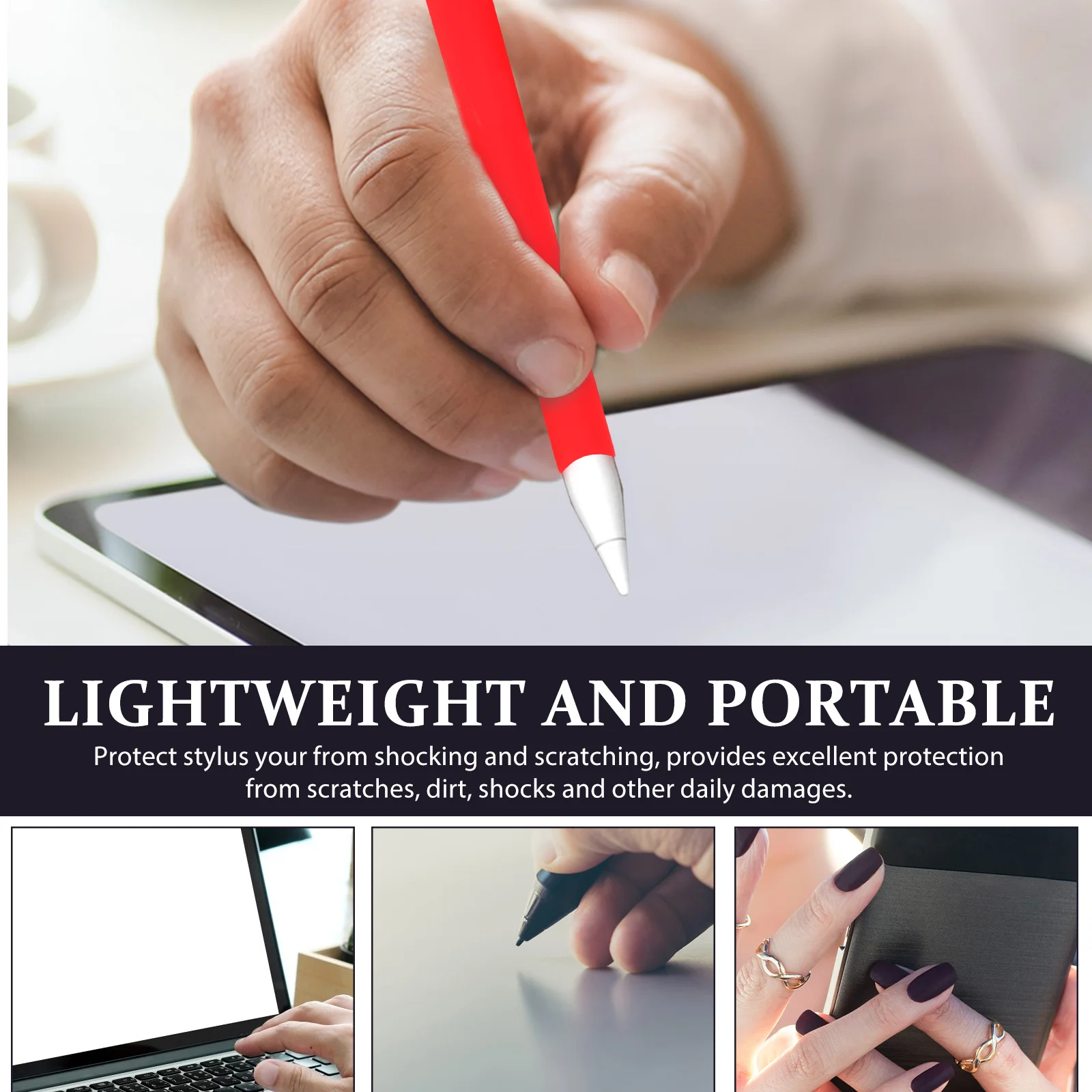 

Grip Carrot Protective Cover Pencil Holder for Tablet Cute Red Silicone Stylus