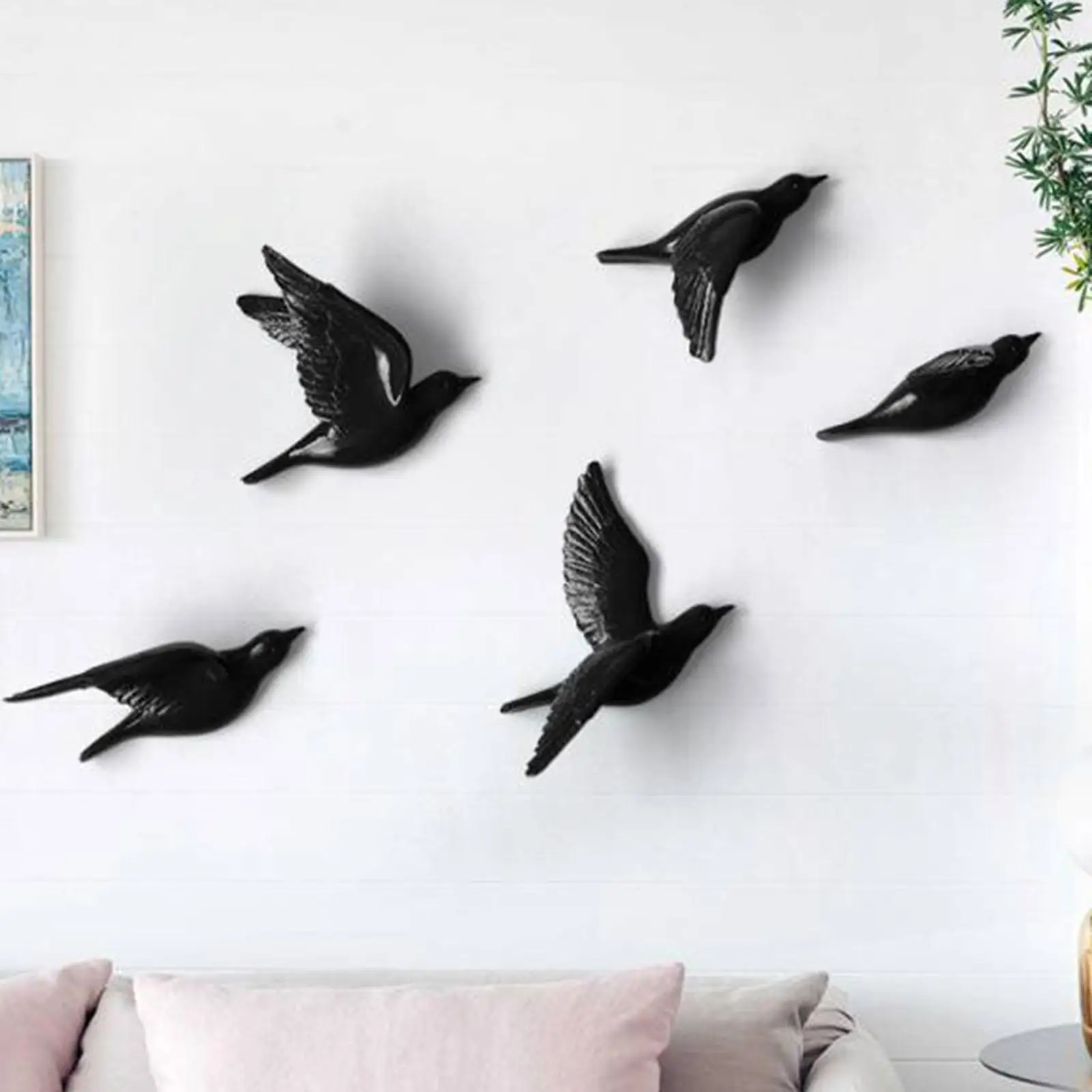 

5Pcs Birds Wall Decoration Artistic Rustic Unique Easy to Hang Hanging Ornament for Office Kitchen Living Room Bird Lover Indoor