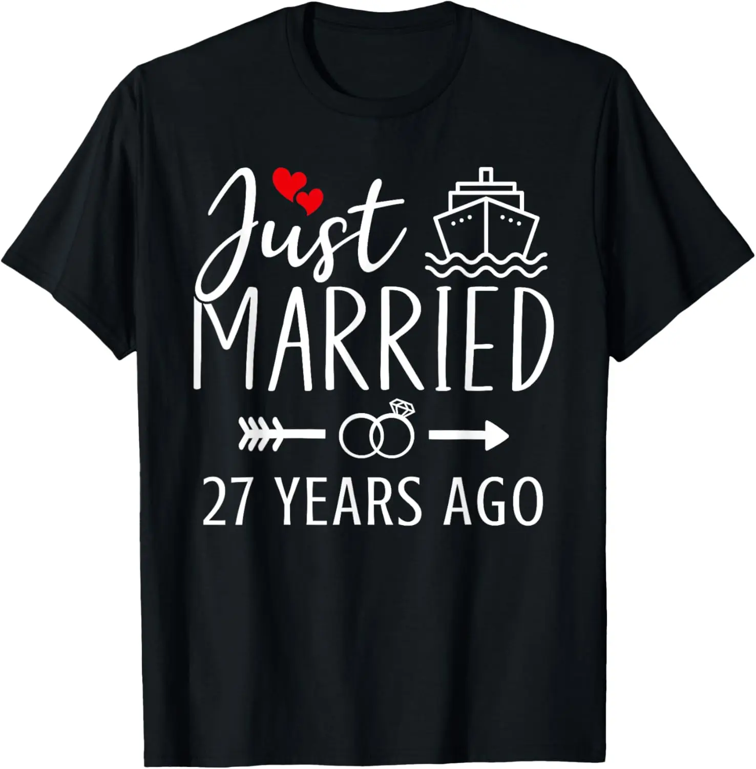 Just Married 27 Years Old Cruise Vacation Honeymoon Couples T-Shirt