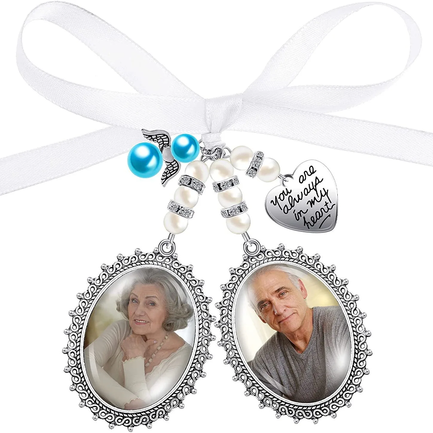 Wedding Bouquet Custom Photo Frame For Wedding Memory Bridal Lacy Oval Bridal Charm Bride Angel Pendant Photo Brooch