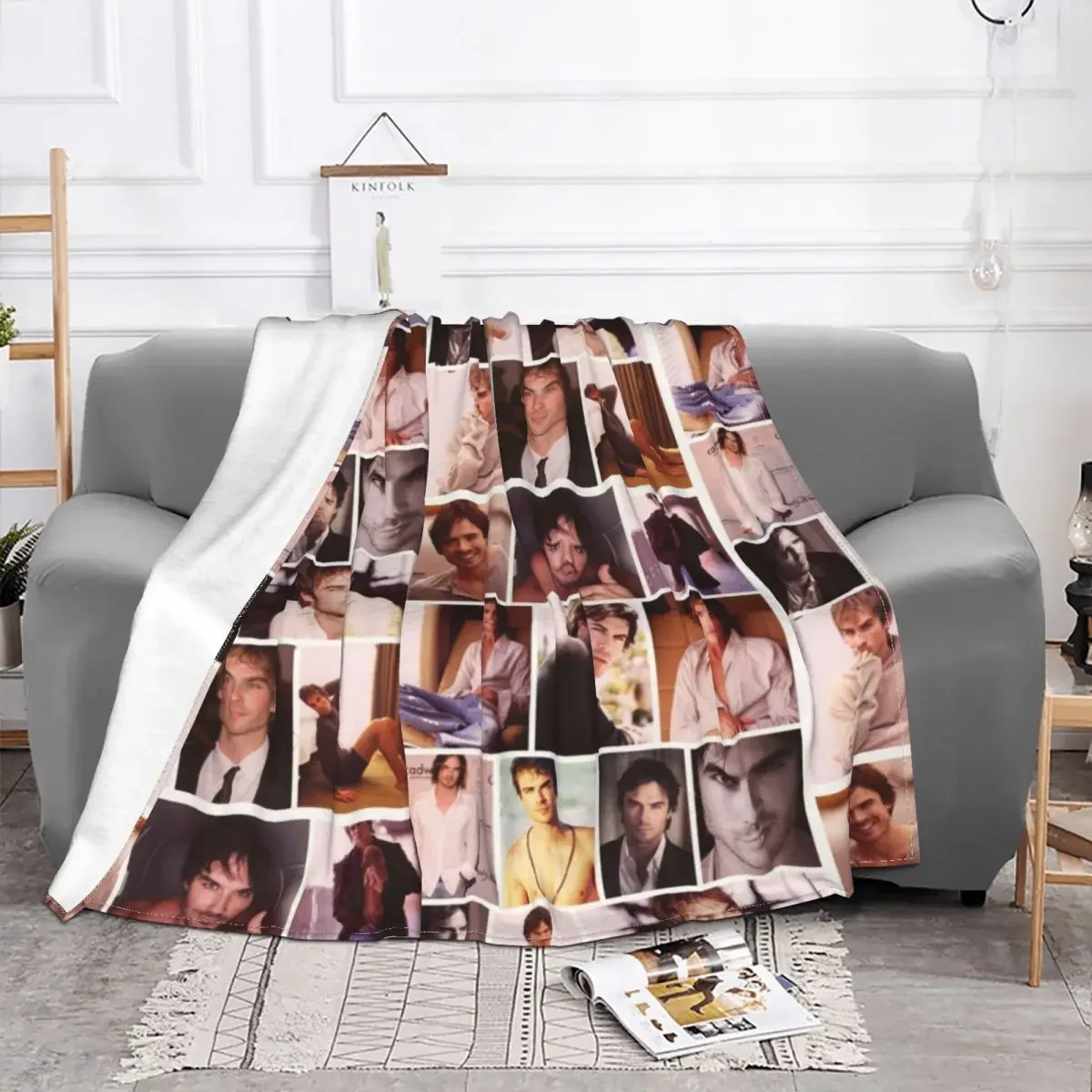 Ian Somerhalder College Blankets Flannel Printed Breathable Super Soft Throw Blanket for Sofa Office Bedspread