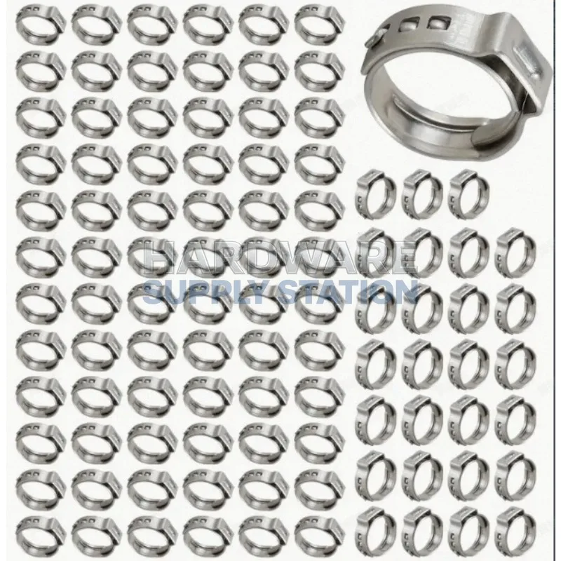 

304 stainless steel quick fit clamp universal for infinite PEX pipes, 100PCS 3/4 inch PEX pipe clamp, durable and sturdy