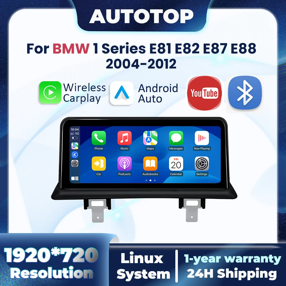 Autoradio Multimediale Wireless con Carplay e Android Auto per BMW Serie 1 E81 E82 E87 E88 CCC CIC Senza Schermo GPS BT