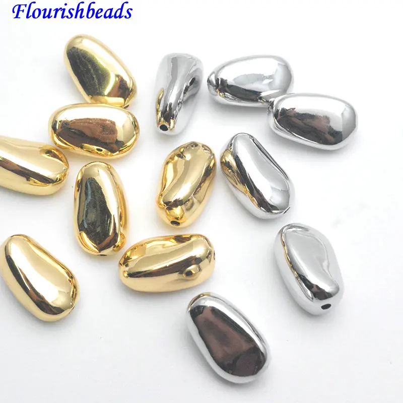 

100 шт., высококачественные овальные самородок в форме золота, серебра, гладкие металлические бусины для изготовления ювелирных изделий
