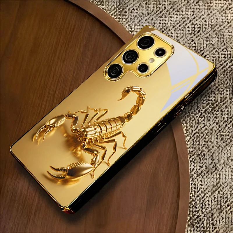 Golden Scorpion Pattern Electroplated Golden Phone Case For Samsung A12 A22 A32 A42 A52 A72 A13 A36 A56 A07 A17 A37 A57 31 Cover