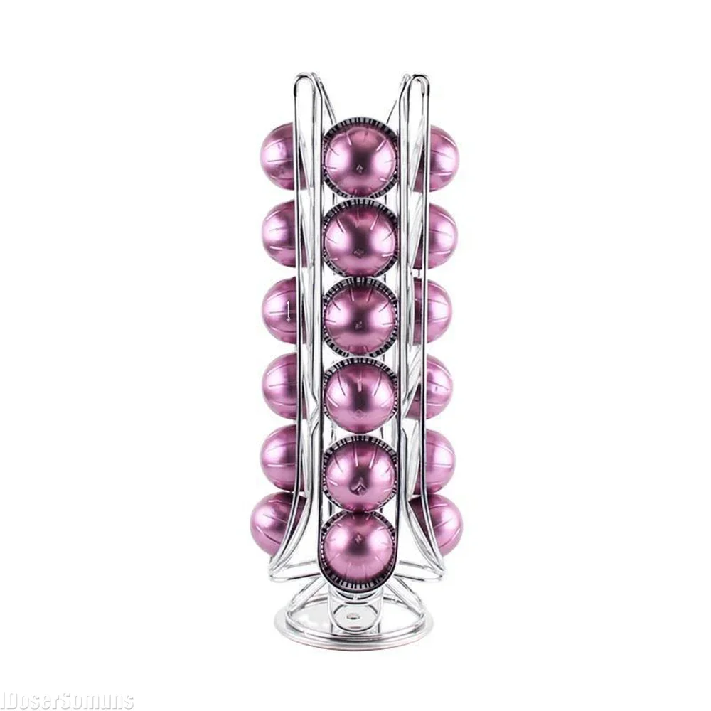 

L Coffee Pod Holder Rotatable Coffee Capsule Pods Holder Display Stand Metal 24 Cups Storage Organizer Rack Kitchen Accessories
