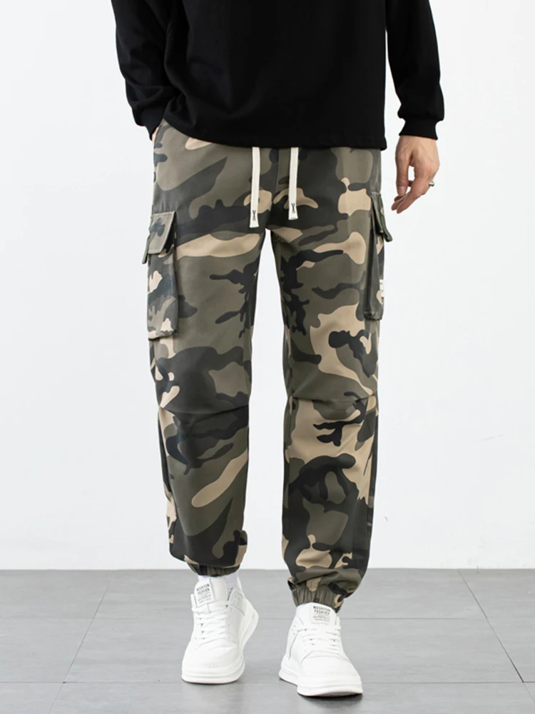 Cargo Men Pants Y2K Pockets Camouflage Pattern Casual Sweatpants Autumn Drawstring Mens Pants Streetwear Military Sweatpants