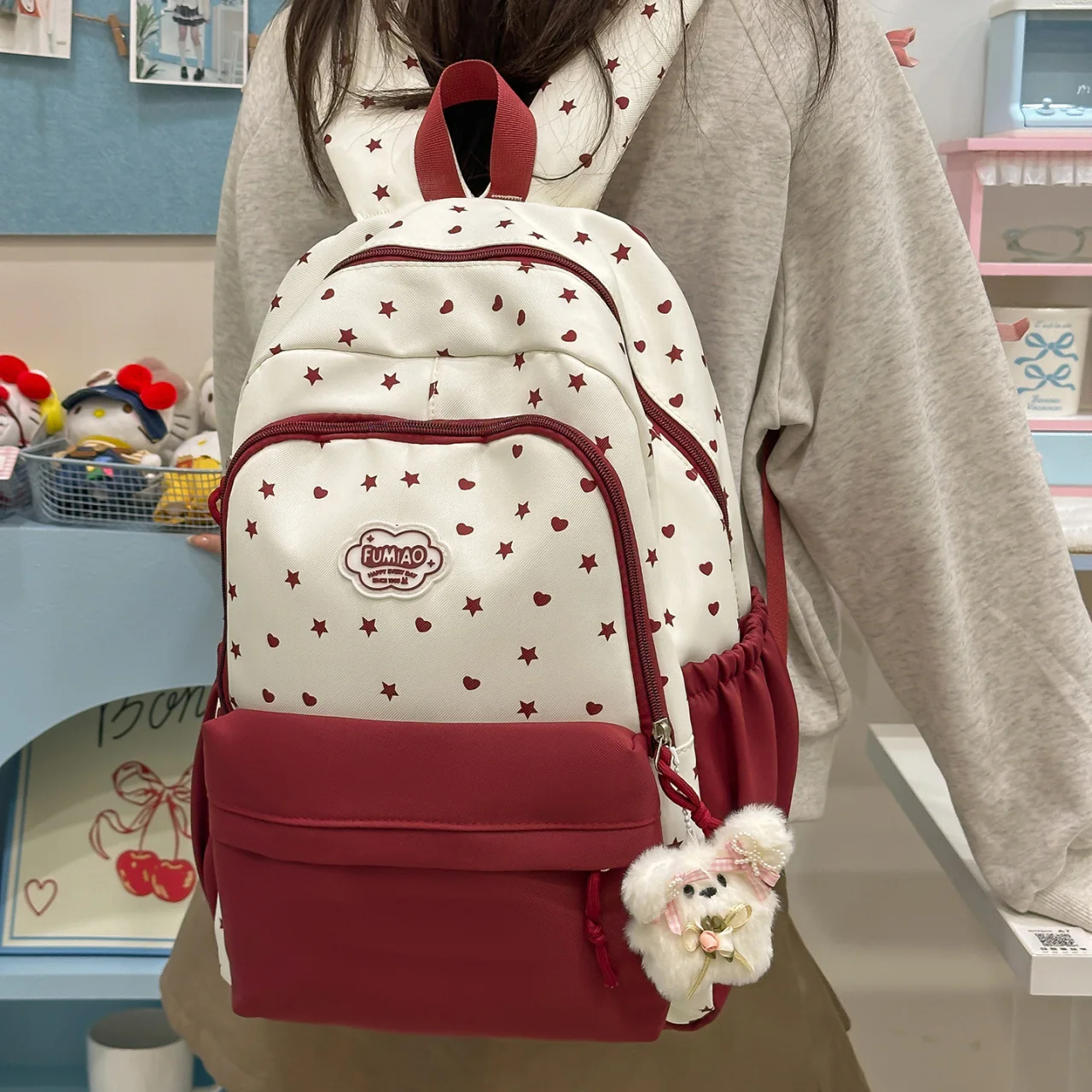 High Appearance Backpack for Female College Students, Large Capacity Printed Backpack, Cute Junior High School Travel Backpack