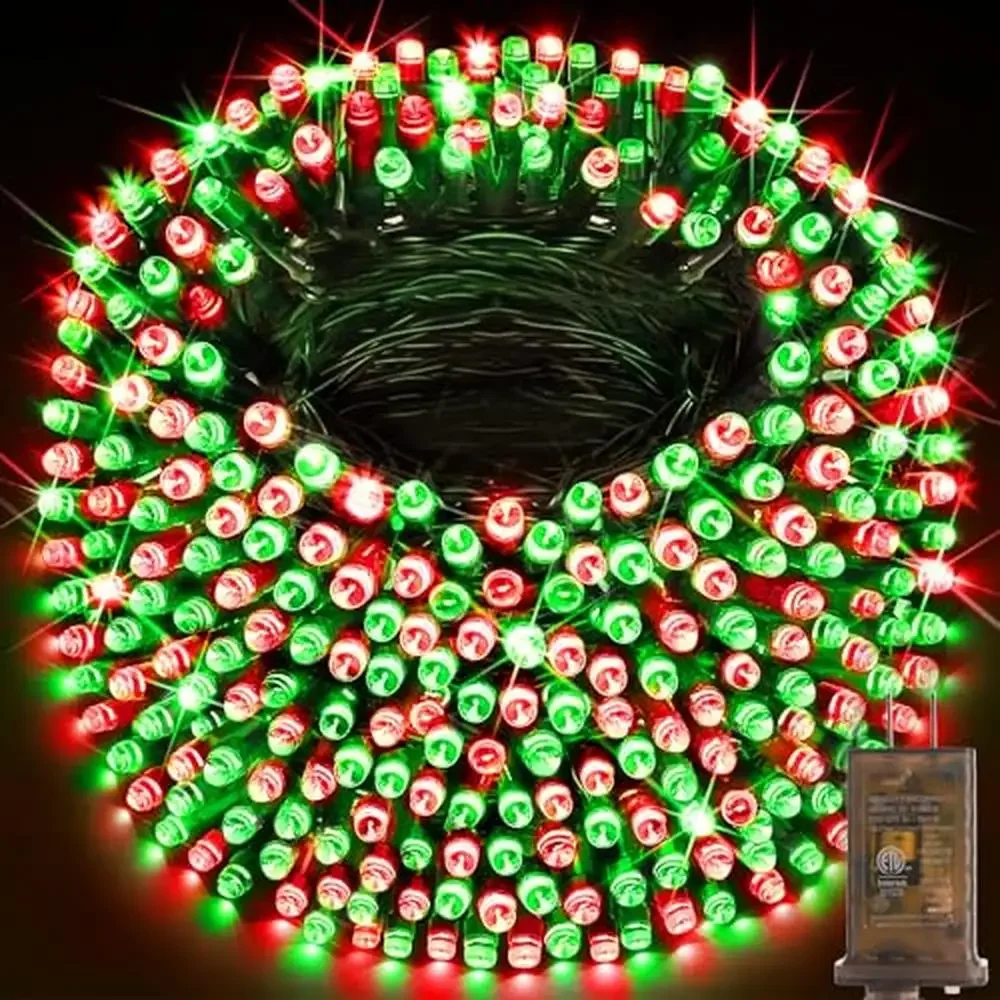 1500 LED Super Bright Christmas Lights 600ft Green Wire Plug in Fairy String Lights z 8 trybami i timerem Wodoodporne Xmas