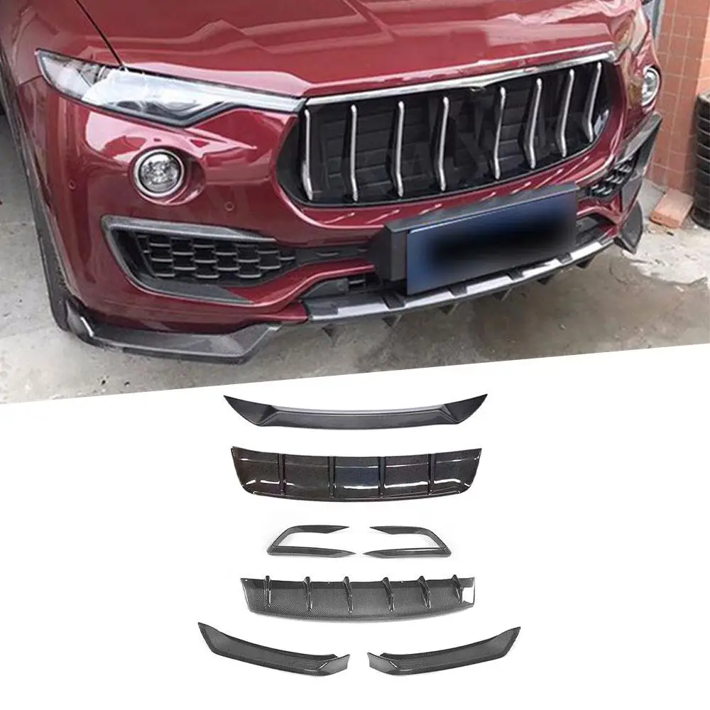 

Комплект кузова из углеродного волокна для Maserati Levante, 4-дверный 2016-2019, передние разветвители для губ, вентиляционные накладки, задняя губа, средний спойлер