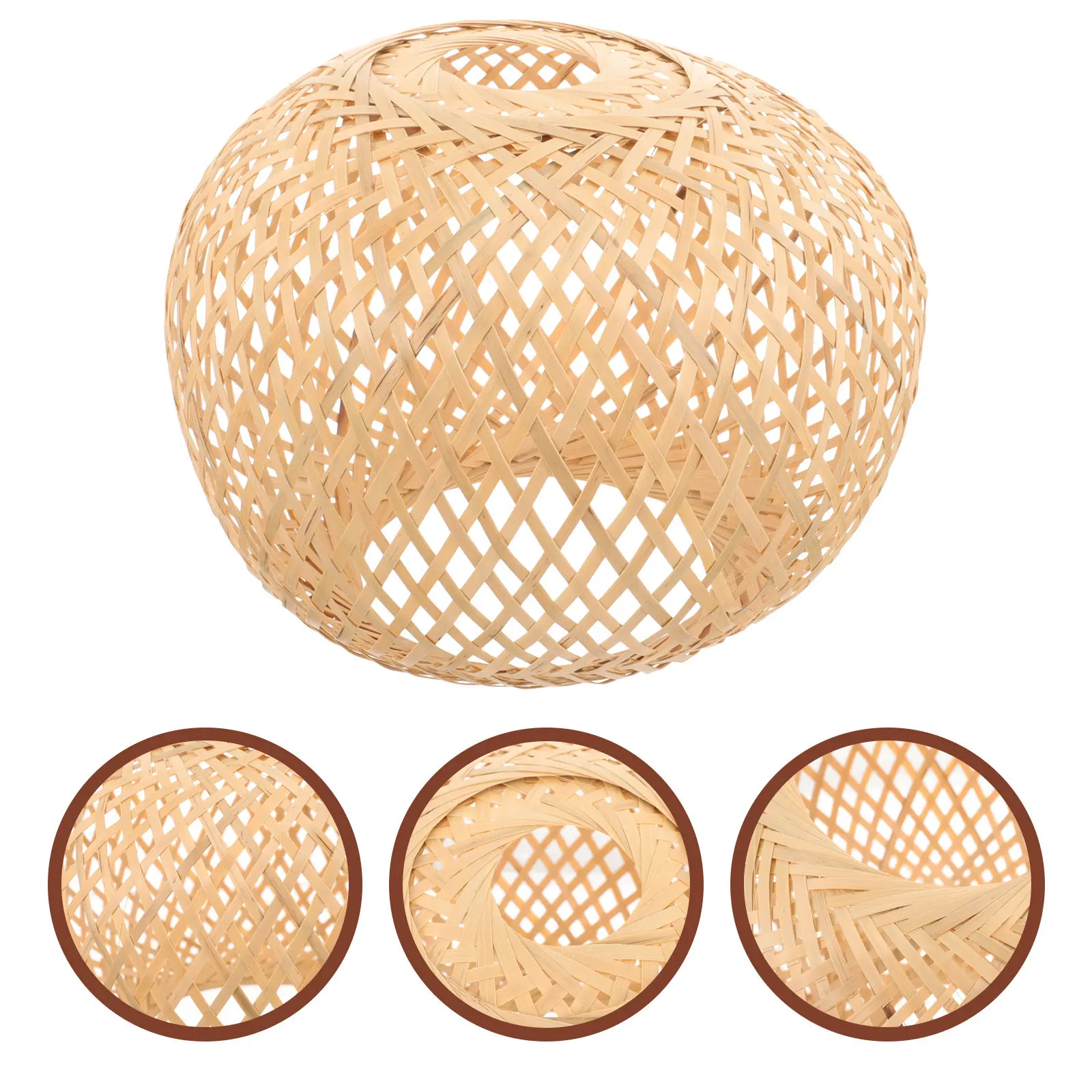 Bamboo Pendant Light Lampshade Rustic Woven Hanging Lamp Cover for Home Dining Room Chandelier Decor