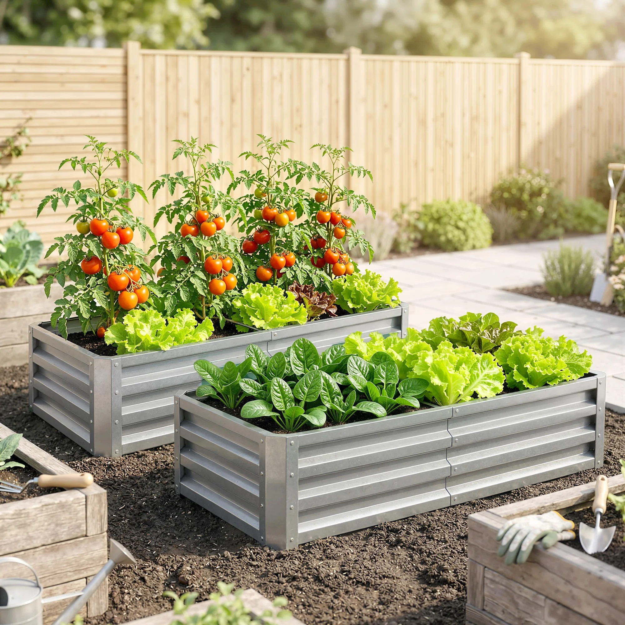 Galvanized Raised Garden Bed, 4' x 2' x 1' Metal Planter Box, for Growing Vegetables, Flowers, Herbs, Succulents, Silver