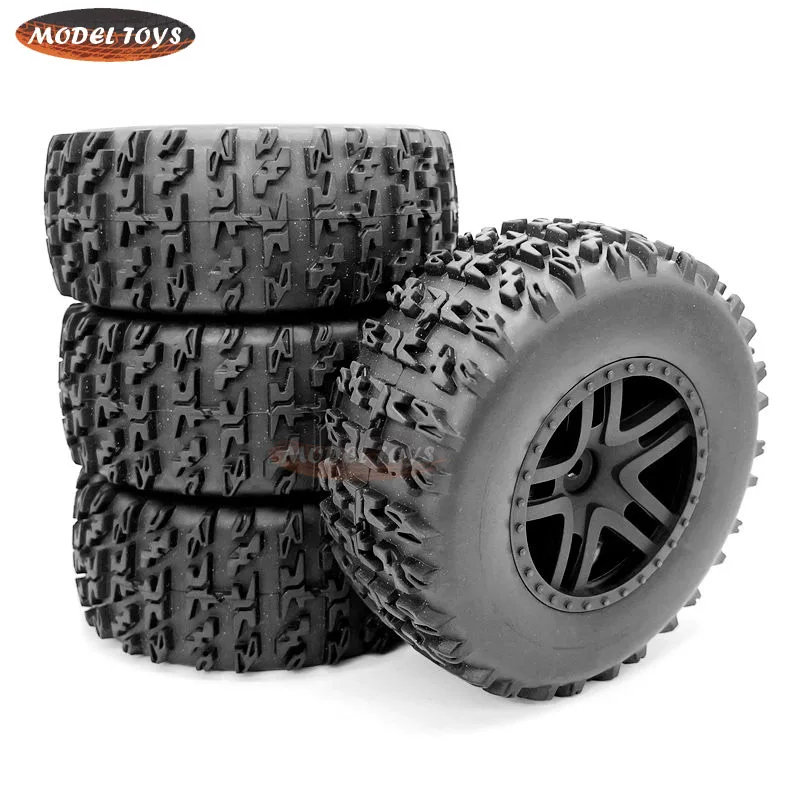 12mm Hex RC Wheels and Tires 4PCS 1/10 Scale RC Short Course Truck Tires for 4x4 2WD Traxxas Slash Arrma Senton Tires and Wheels