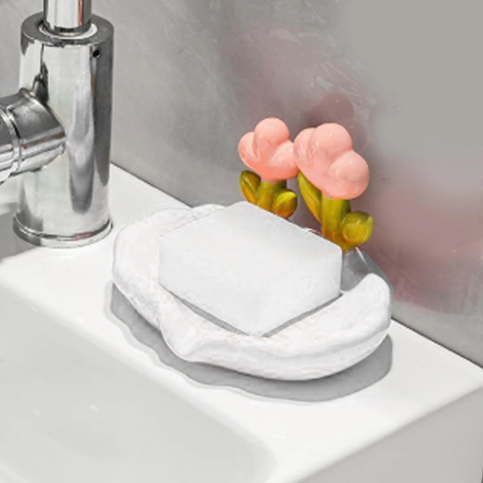 Creative Cute Flower PP Soap Box Household Soap Drain Washing Holder For Bathroom Home