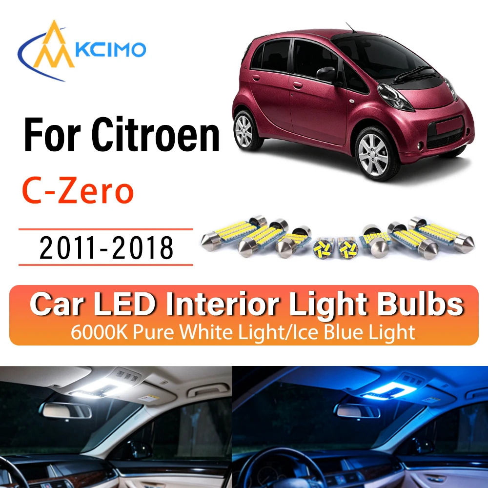 Quick Setup Cozy LED Interior Lights For Citroen C-Zero 2011-2018, Premium Blue Light, White Light Kit Sturdy Long Lasting