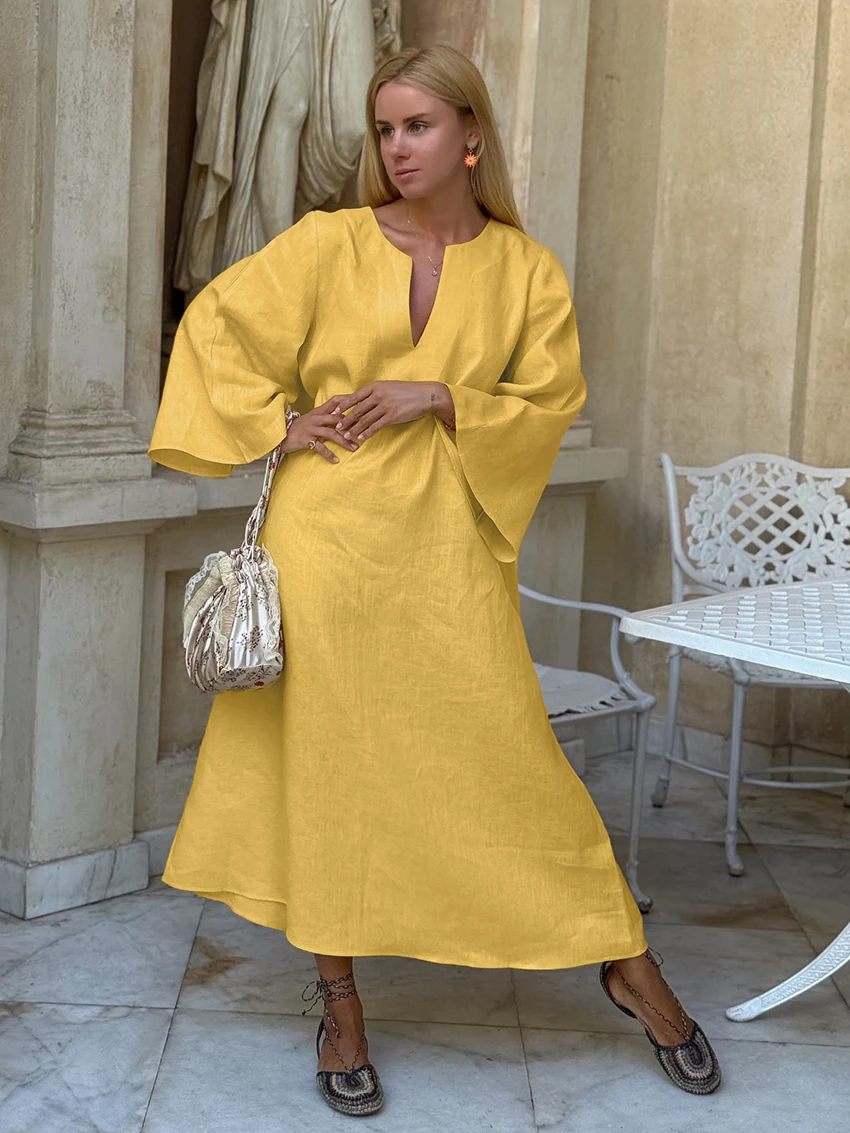 

Marthaqiqi хлопковые женские пижамы с длинными рукавами, сексуальная ночная рубашка с v-образным вырезом, ночная рубашка на шнуровке, платье до щиколотки, женские ночные рубашки