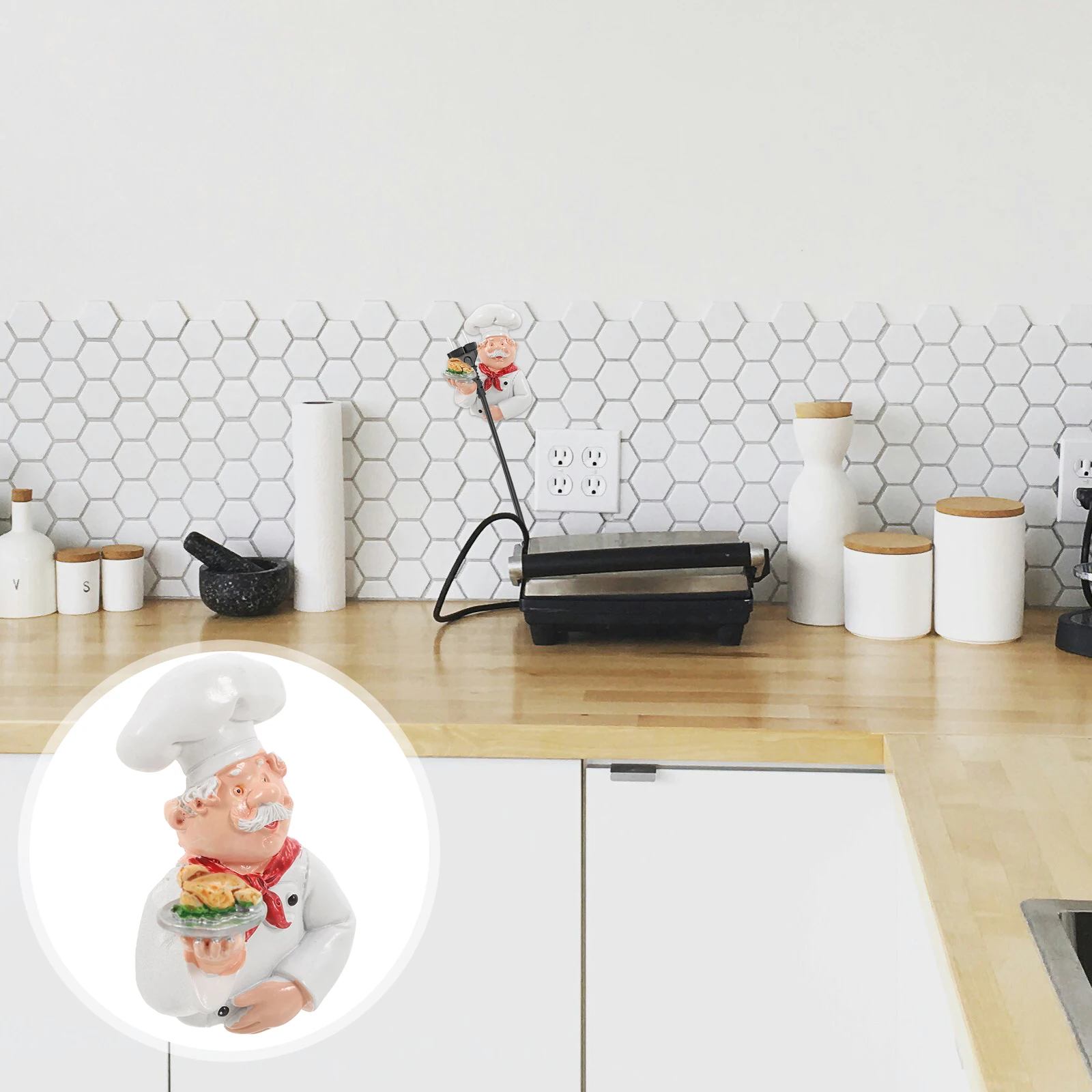 

Creative Chef Shaped Mount Hook Multifunctional Plug Rack Key Hanger Strong Adhesive Kitchen Organizer Sticky Holder For