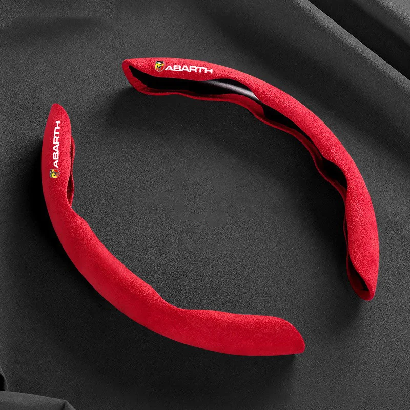 لشركة فيات أبارث 595 أبارث 500 أبارث 124 العنكبوت الملحقات الداخلية سيارة عدم الانزلاق عجلة القيادة المضادة للانزلاق غطاء جلد الغزال #2