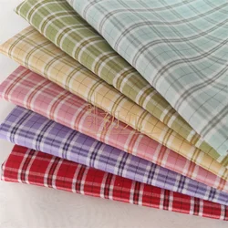Thin JK Uniform Plaid Fabric Soft By The Meter for Cheongsam Shirts Dress Handmade DIY Shirt Cloth Sewing Breathable Yellow Pink