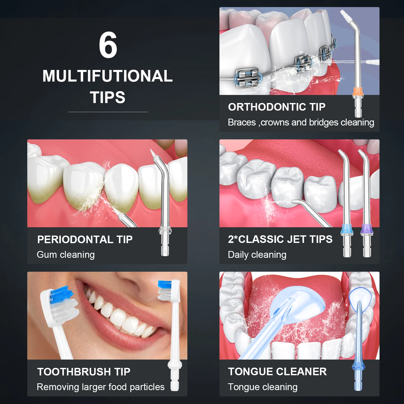 Boquillas de repuesto de puntas de chorro originales h2ofloss para accesorios de irrigador bucal de hilo Dental h2ofloss