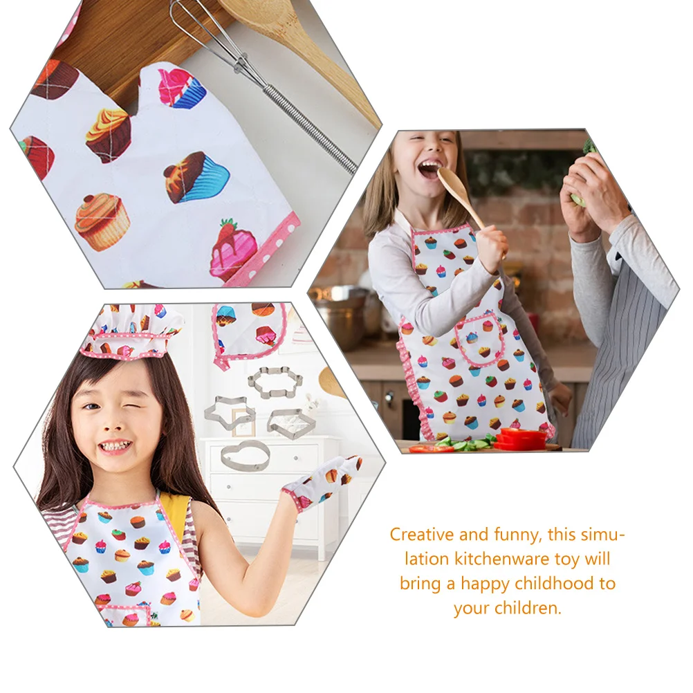 

Kitchen Supplies Set Kids Apron and Chef Hat Dress Toys for Toddlers Metal Chefs Child