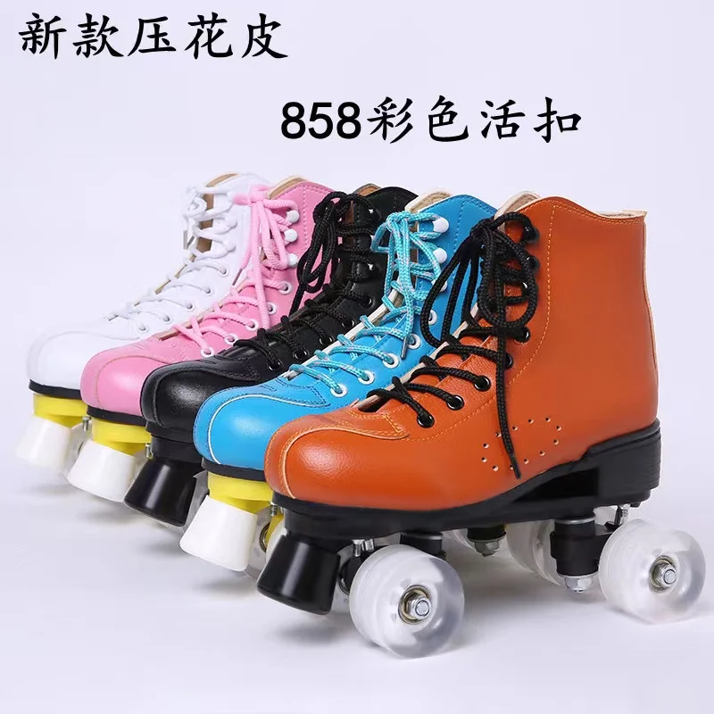 

Cowhide Leather Roller Skates, Outdoor Sports Shoes, Double Row, Quad 4 Wheels, Skating Rink, Sliding Training, Adult Gift