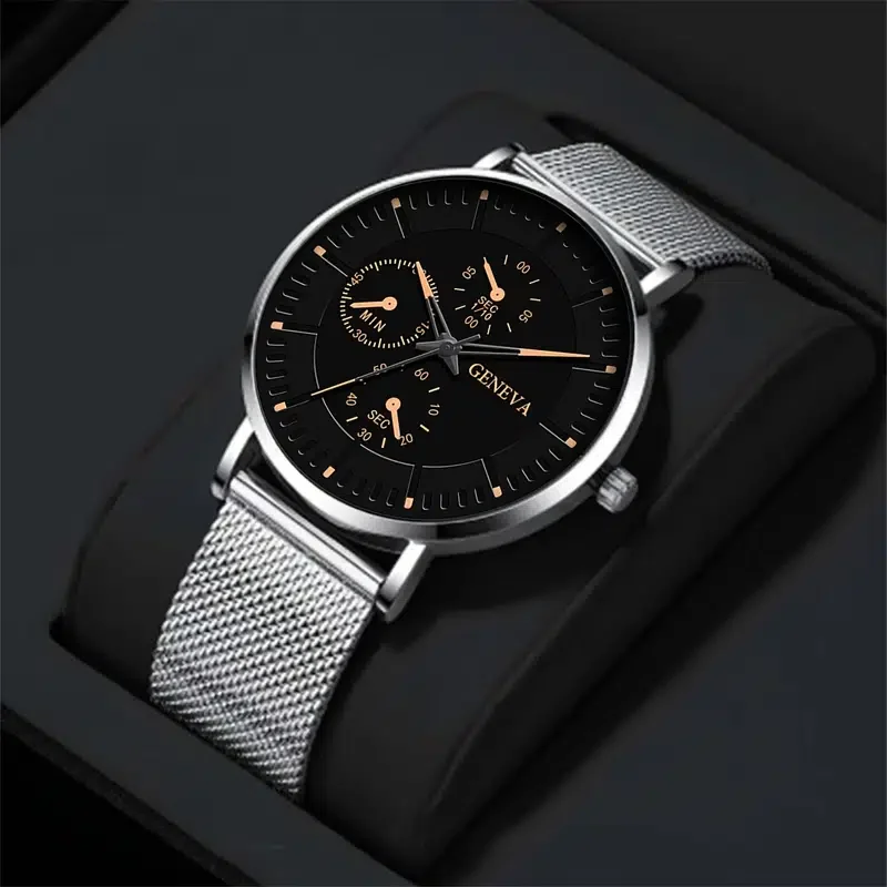 ผู้ชายแฟชั่นนาฬิกาสำหรับ Mens Luxury ตาข่ายเข็มขัดสร้อยข้อมือนาฬิกาควอตซ์ Wen ธุรกิจ Casual Luminous นาฬิกา Reloj