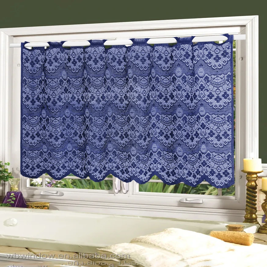 Korean Warp Knitted Lace Abstract Artwork Rod Finished Small Short Curtain Kitchen Curtain Cabinet Glass Blocking Coffee Curtain