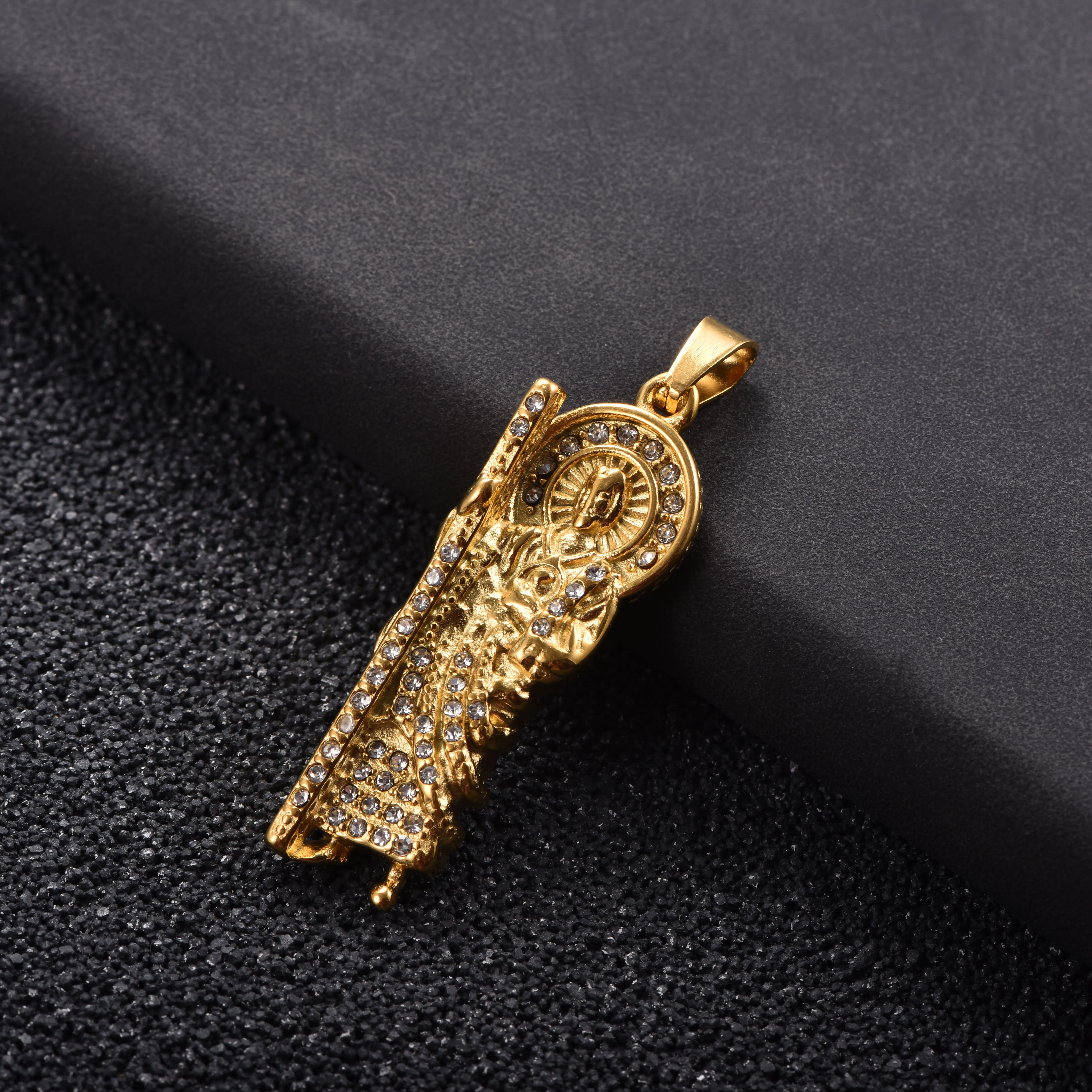 Religiöser Anhänger Santa Muerte Heiliger Judas Jungfrau Maria Jesus Charm Hip-Hop Katholisches Amulett Halskette Anhänger für Männer Glaubensschmuck – Detail 1