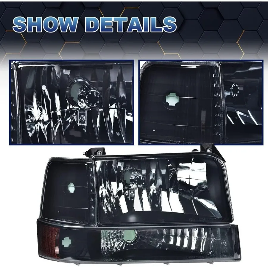 مجموعة المصابيح الأمامية مع مصابيح مصد إشارة الزاوية لـ 9296 برونكو 9296 F150 9297 F250 F350 FS عدسة دخان المركبات فائقة التحمل