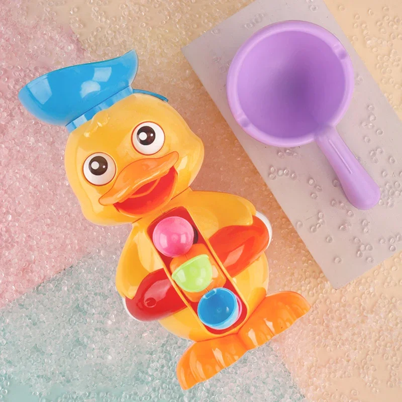 Duck Bathtub Toys for Toddlers 1-4 Years Old with Rotating Water Wheels/Eyes | Bathroom Power Suction Water Spoon Fun Bath Toys