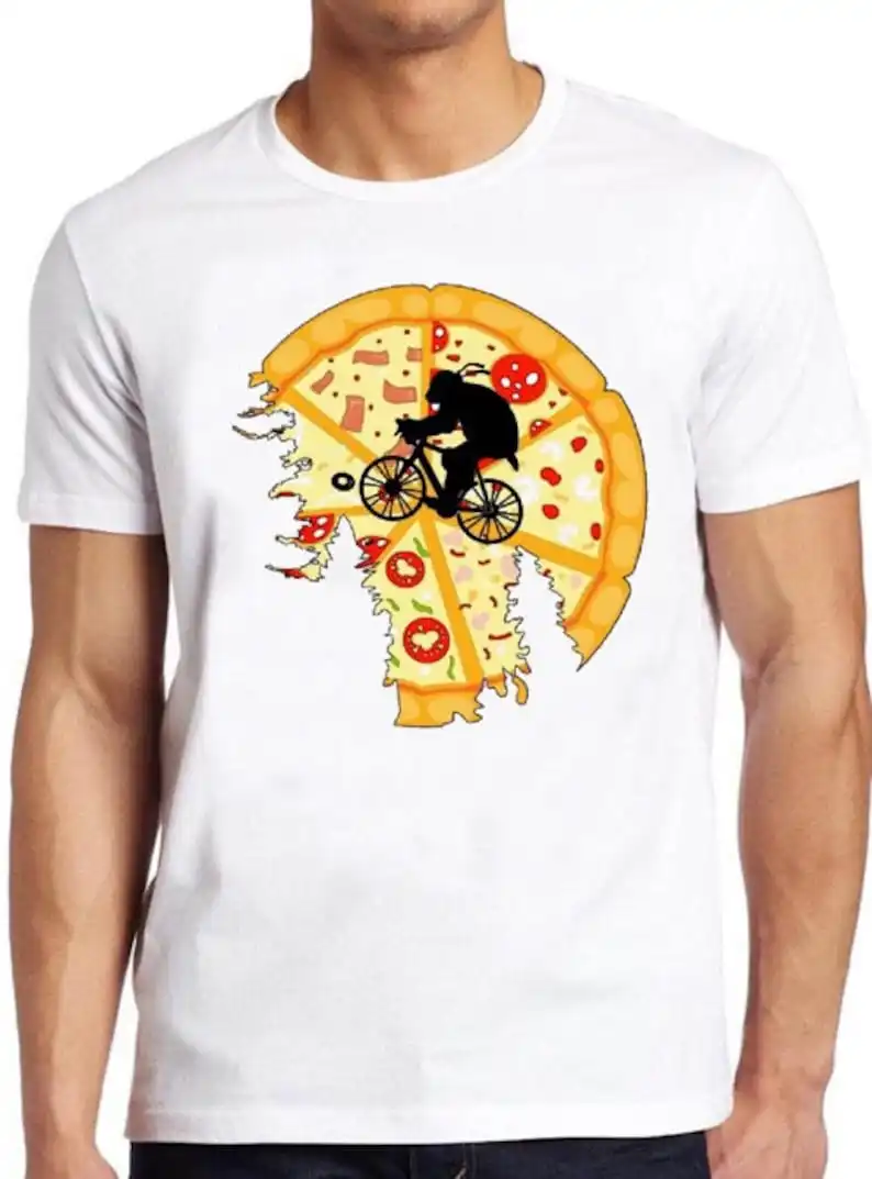 

Pizza Moon T Shirt Graphic Retro Funny Cool Gift Tee 145