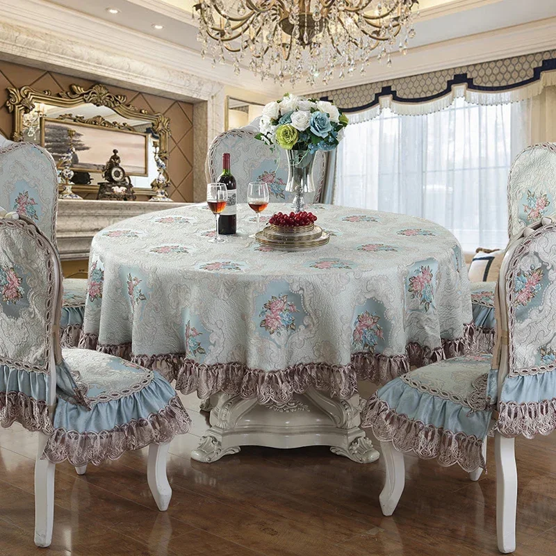 High-end Luxury Lace Tablecloth Chair Cover Table Flag Exquisite Relief Embroidery Round\Rectangle Table Cover Coffe Table