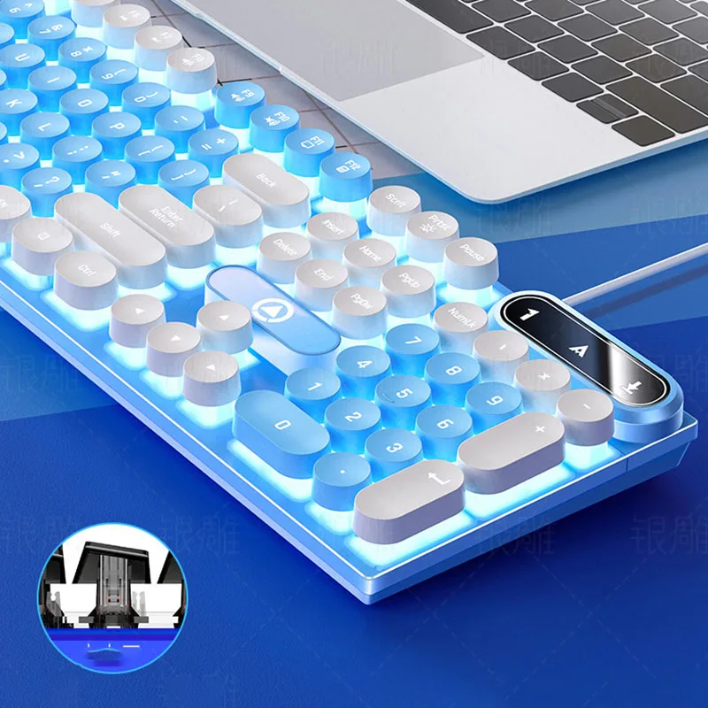 NEW K600 104 Keys Keyboard Game Luminous USB Wired Punk Color Blocking Mixed Light Gaming Keyboard Computer Accessories