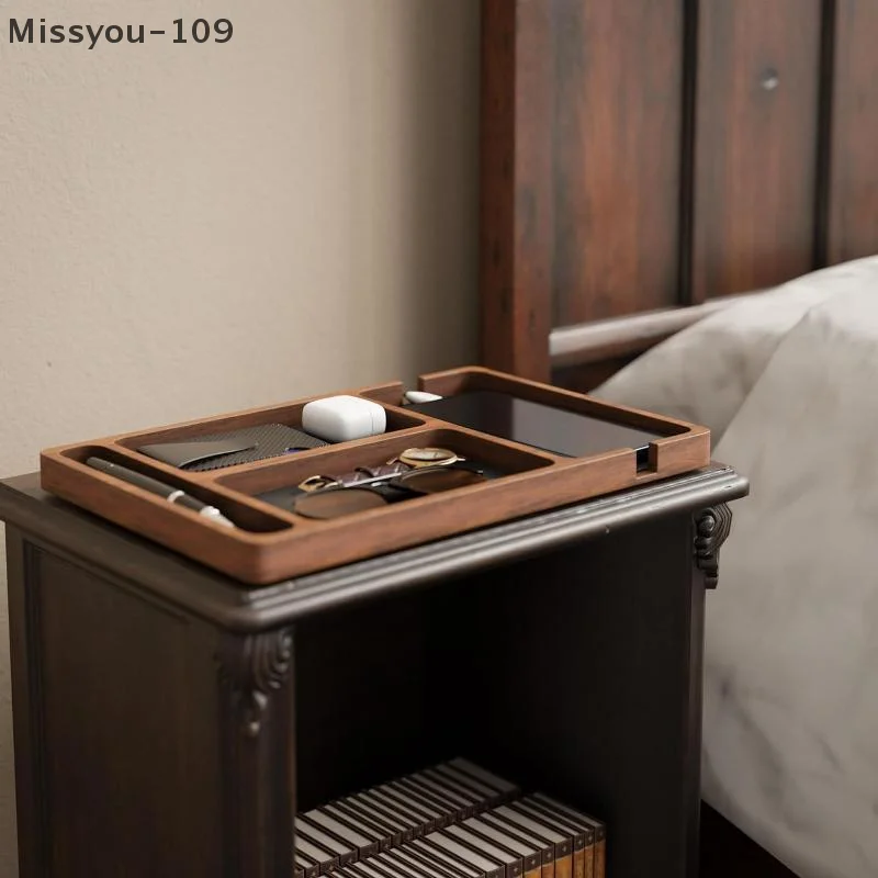 

Деревянный настольный ящик для хранения — лоток-органайзер из цельного дерева для телефона, наушников и мелких предметов