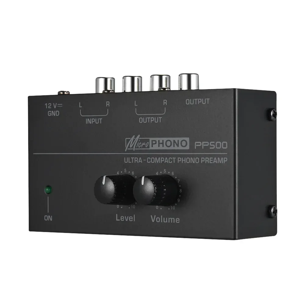 Preamplifier PP500 Phono Ultra ringkas dengan Amplifier meja putar karet hitam Output RCA dan Preamplifier kebisingan rendah