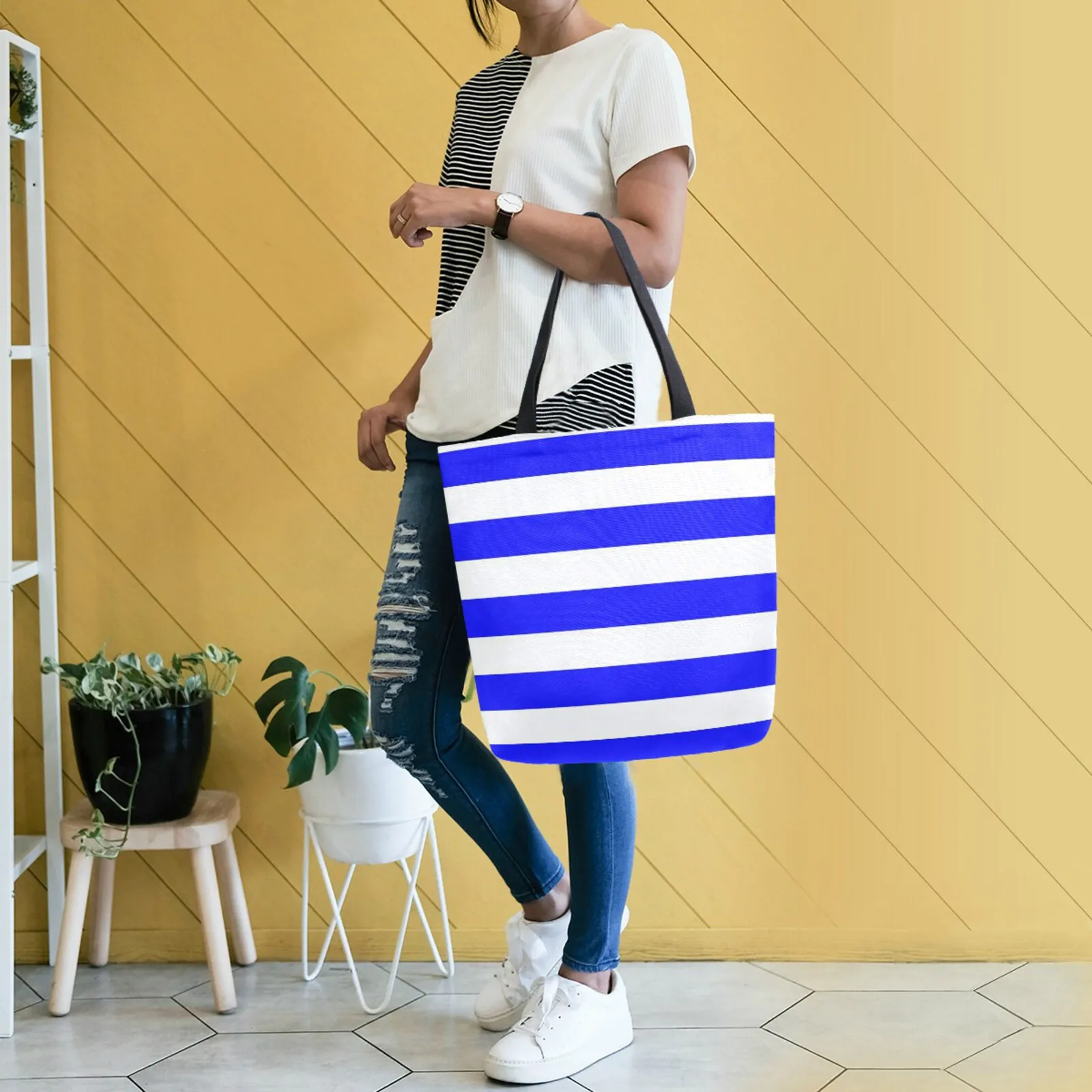 Women's Tote Bag Large Capacity Canvas Shoulder Bag Female for Women Beach Bags Shopper Brand Stripe Designer Shopping Handbag